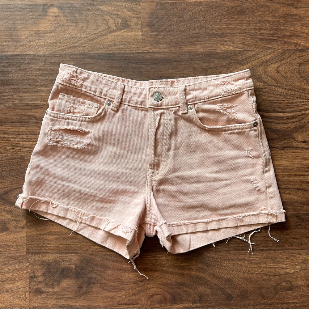 H&M Pink Denim Boyfriend Shorts